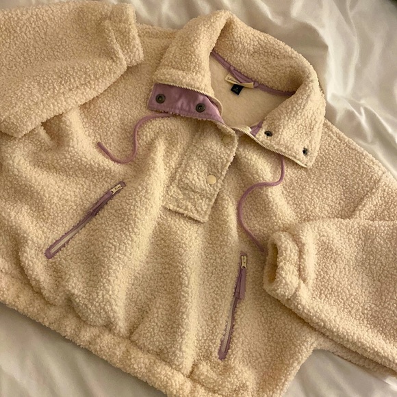 Sherpa Sweater Beige/Lavender - Picture 1 of 3